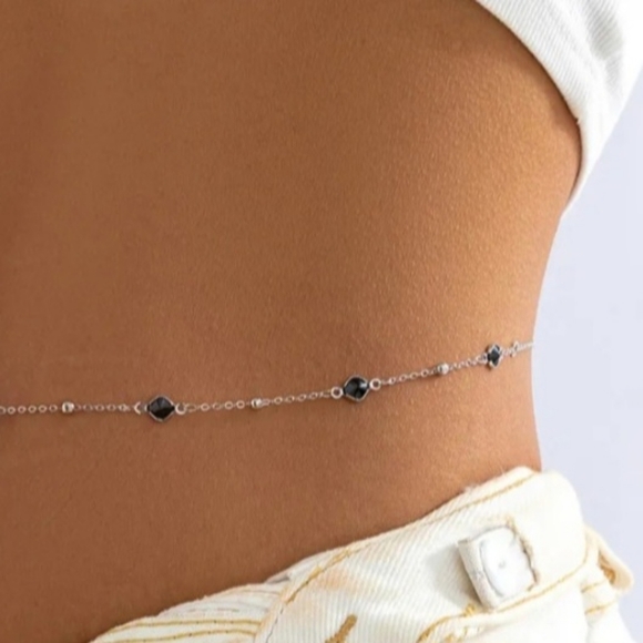 I'll Try To Restock Belly Chain Zircon Clear Pink Blue Red Black Waist Chain - Picture 13 of 16